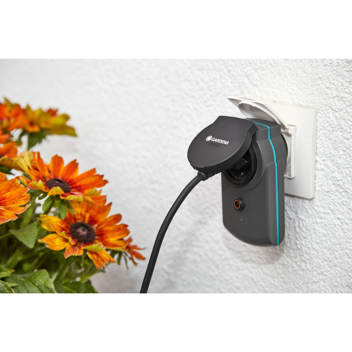 Juego de adaptadores de corriente inteligente Gardena, enchufe de pared (negro, 19096-20, 3 piezas)