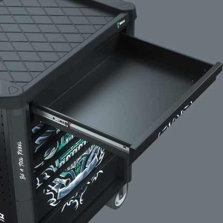 Carro de taller Wera 9700 Tool Rebel 1, carro de herramientas de 94 piezas (negro, incl. 4 insertos de gomaespuma con herramientas)