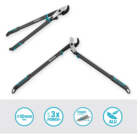 Tijeras de podar de yunque Gardena energycut pro l, con corte de yunque (gris turquesa, 75 cm, para madera seca)