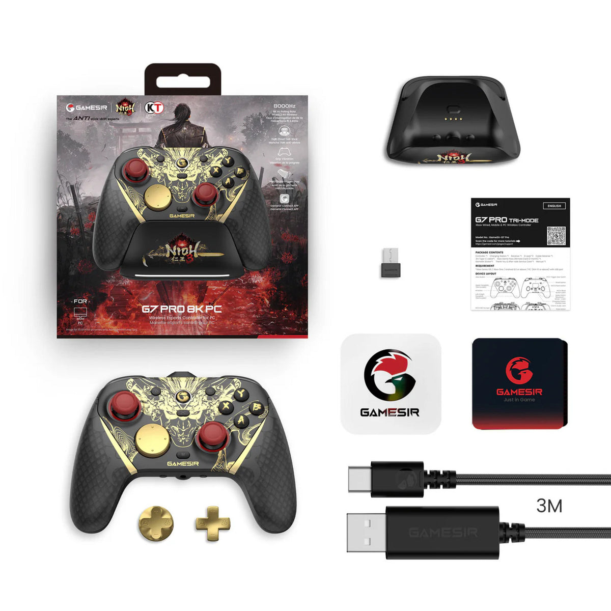 Gamesir g7 pro 8k pc - gamepad nioh edición 3 (oro negro)