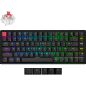 Teclado mecánico keychron k2 qmk-j1 rgb (negro, diseño estadounidense (qwerty), súper rojo, 75%, leds rgb, pbt de doble disparo cherry, intercambio en caliente, bluetooth 5.2 | usb-c)