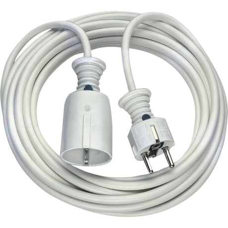 Cable de extensión de plástico de calidad Brennerstuhl con enchufe con conexión a tierra y acoplamiento (cable de extensión interior con cable de 5 m) blanco