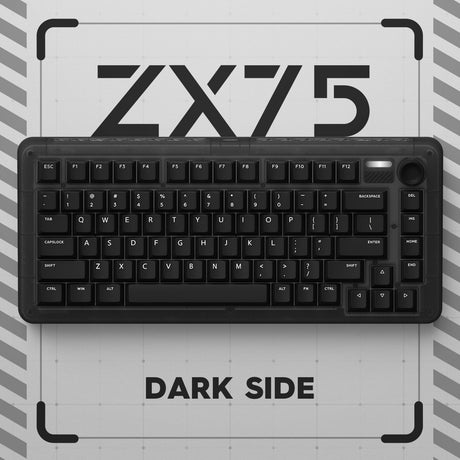 Teclado mecánico inalámbrico Iqunix zx75 dark side (negro, diseño estadounidense (qwerty), rojo cereza mx, 75%, leds rgb, intercambiable en caliente, pbt de doble disparo, 2,4 ghz | bluetooth 5.1 | usb-c)