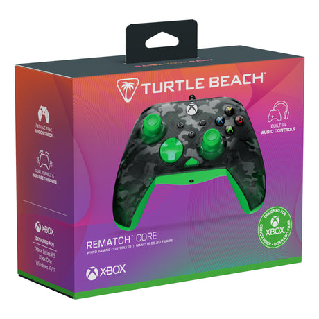 Mando con cable Turtle Beach Rematch Core (Negro Verde, Xbox Series X|S, Xbox One, PC)