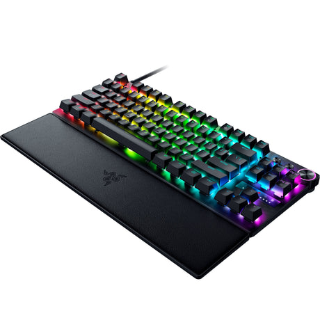 Teclado mecánico para juegos Razer Huntsman V3 Pro TKL RGB (negro, diseño estadounidense (QWERTY), óptico analógico gen 2, 80% (TKL), PBT de doble disparo)