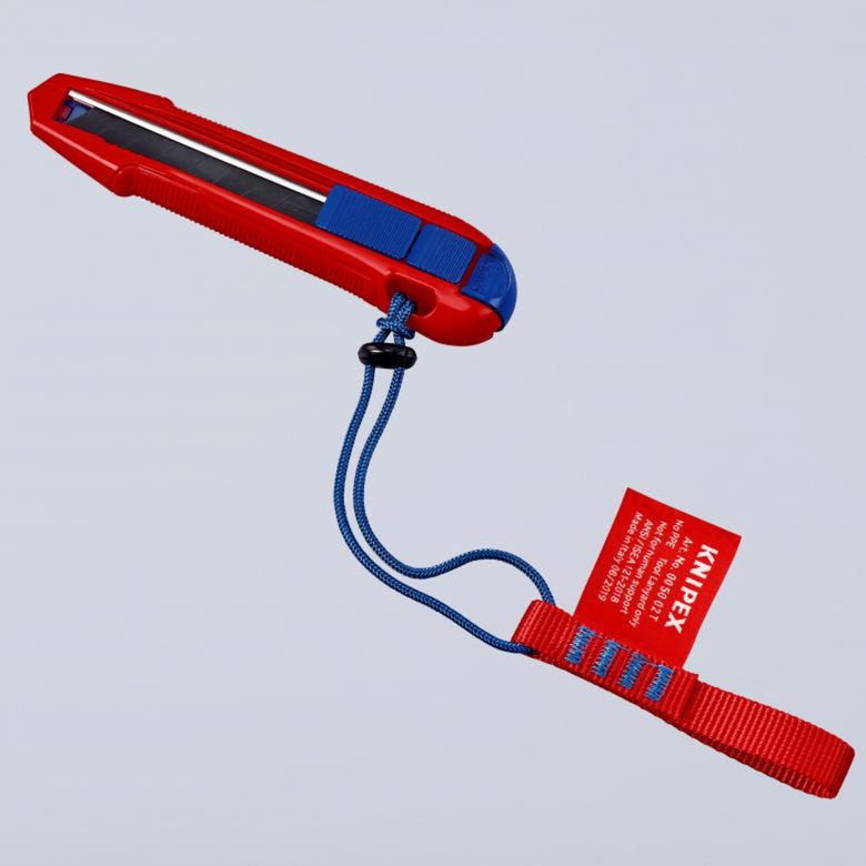 Knipex cutix cortador de cajas de cuchillos universal (rojo azul, incl. 2 hojas de cuchillo)