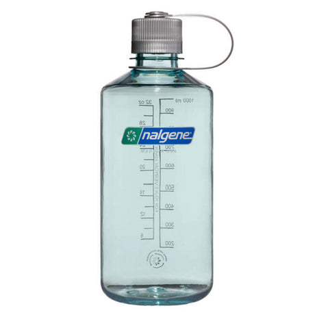 Botella de agua de boca estrecha Nalgene, botella de 1 litro (azul claro)