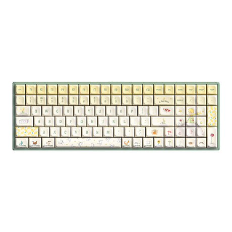 Teclado mecánico para juegos Iqunix f97 floral date rgb (verde, diseño estadounidense (qwerty), rojo gateron, 96%, LED rgb, intercambiable en caliente, pbt, 2,4 ghz | bluetooth 5.1 | usb-c)
