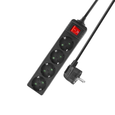 Act conectividad regleta act con interruptor luminoso, 4 tomas, 2 m, negro ac2440