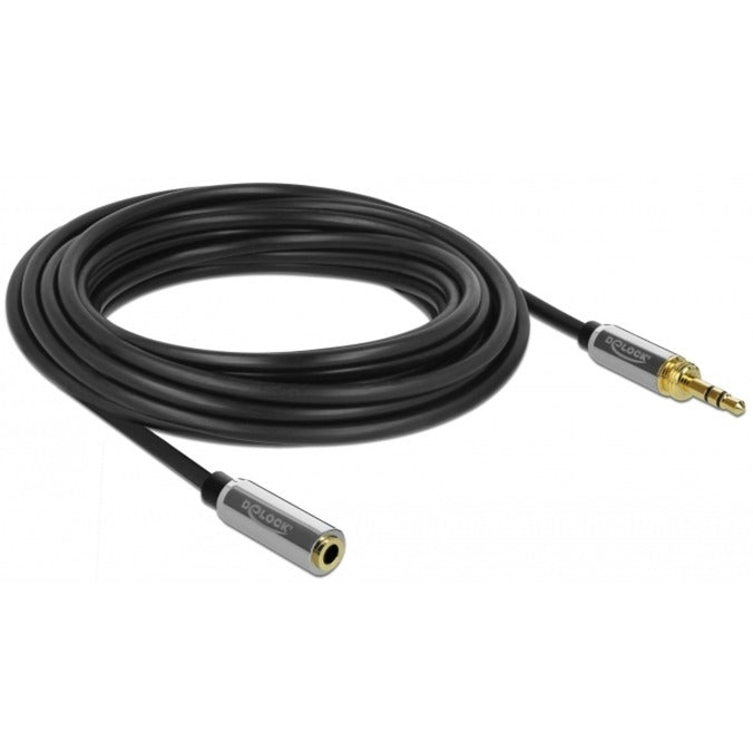 Delock Conector estéreo de 3,5 mm y 3 pines macho > cable de extensión hembra (negro, 5 metros)