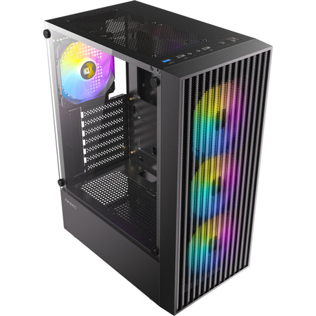 Antec ax27 rgb elite midi tower carcasa (negro | 3x usb-a | vidrio templado)