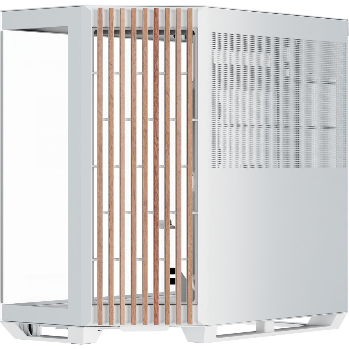 Carcasa midi tower Apnx v1-w-wt-v1 (color madera blanca | 2x USB-A | 1x USB-C | ventana)