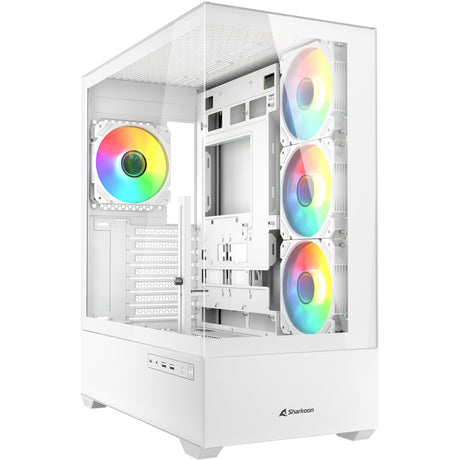 Carcasa de torre midi Sharkoon ak6 rgb (blanca | 2x usb-a | 1x usb-c | rgb | vidrio templado)