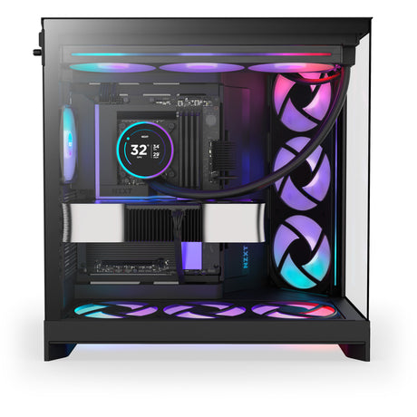 Carcasa torre midi nzxt h9 flow rgb+ (negro (mate) | 2x usb-a | 1x usb-c | rgb | vidrio templado)