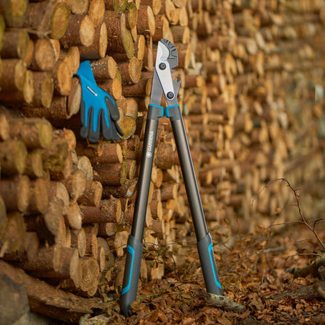 Tijeras de podar de yunque Gardena energycut pro l, con corte de yunque (gris turquesa, 75 cm, para madera seca)