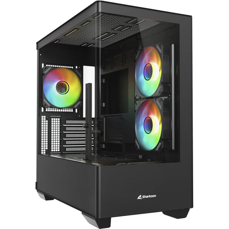Carcasa de torre midi Sharkoon elite Shark cm100 (negro | 2x USB-A | 1x USB-C | RGB | vidrio templado)