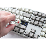 Teclado mecánico vintage Ducky Origin (gris, diseño estadounidense (qwerty), marrón cereza mx, 100%, intercambio en caliente, teclas pbt de doble disparo)