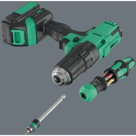 Wera kraftform kompakt 25 ra-r con estuche, juego de puntas de 6 piezas (negro verde)