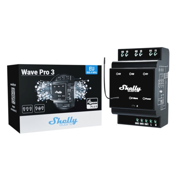 Interruptor Shelly qubino wave pro 3 (negro, z-wave s800)