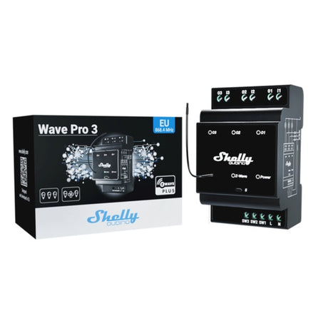 Interruptor Shelly qubino wave pro 3 (negro, z-wave s800)