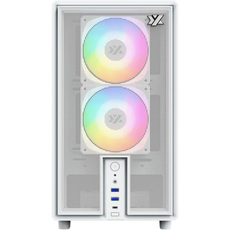 Carcasa de torre midi Xyz pc gear atom (blanca | 2x USB-A | 1x USB-C | vidrio templado)
