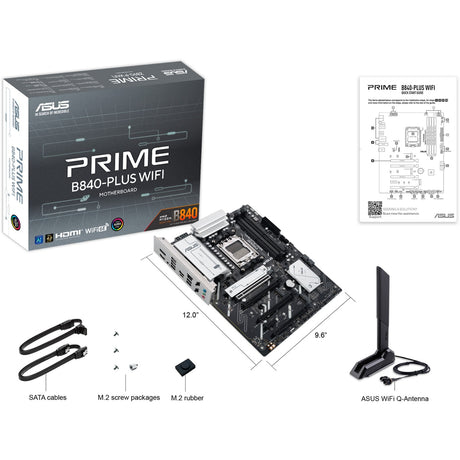 Placa base Asus Prime B840-Plus Wi-Fi Socket AM5 (RAID, 2,5 GB-LAN, Wi-Fi 6e, BT, Sonido, ATX)