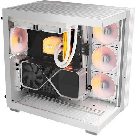 ¡Tranquilizarse! base de luz carcasa midi tower de 600 lx (blanco | 2x USB-A | 1x USB-C | RGB | vidrio templado)