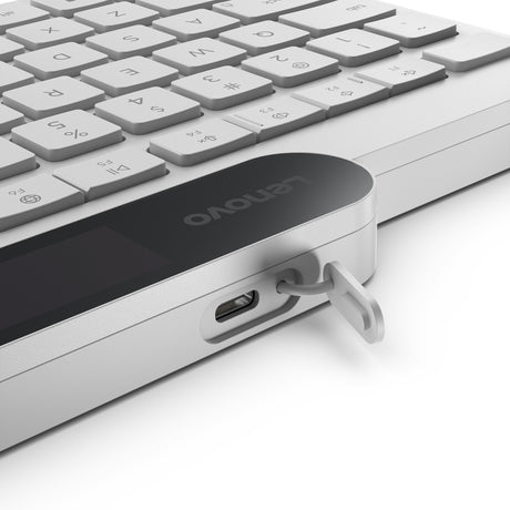 Teclado Bluetooth de carga automática Lenovo 800 (blanco, diseño de EE. UU. (QWERTY), émbolo, 100 %, interruptor de émbolo, Bluetooth 5.1, USB-C)