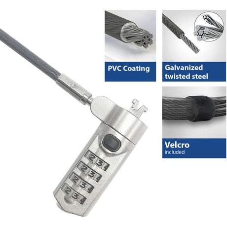 Candado para portátil act ac9025 gris 2000 mm
