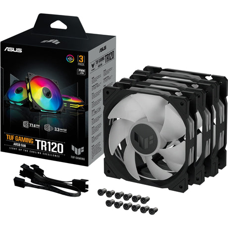 Ventiladores de caja asus tuf gaming tr120 argb (negro, 3 piezas, 120 x 120 x 25 mm)