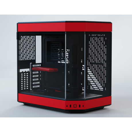 Carcasa torre midi Hyte y60 (rojo negro | 3x USB-A | vidrio templado)