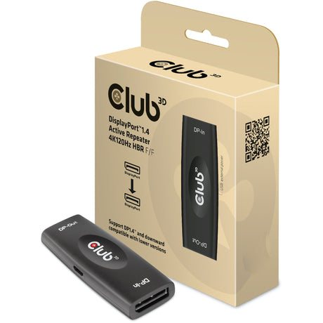 Club 3D DisplayPort 1.4 Repetidor Activo 4K120Hz Cable HBR3 F F (Negro)