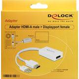Delock adaptador hdmi-a (macho) > displayport 1.2 (hembra) (blanco, 0,245 metros)