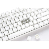 Teclado mecánico Ducky one 3 clásico blanco puro rgb (blanco, diseño estadounidense (qwerty), rojo silencioso cherry mx, 100%, led rgb, pbt de doble disparo, intercambiable en caliente, mecánica quack)