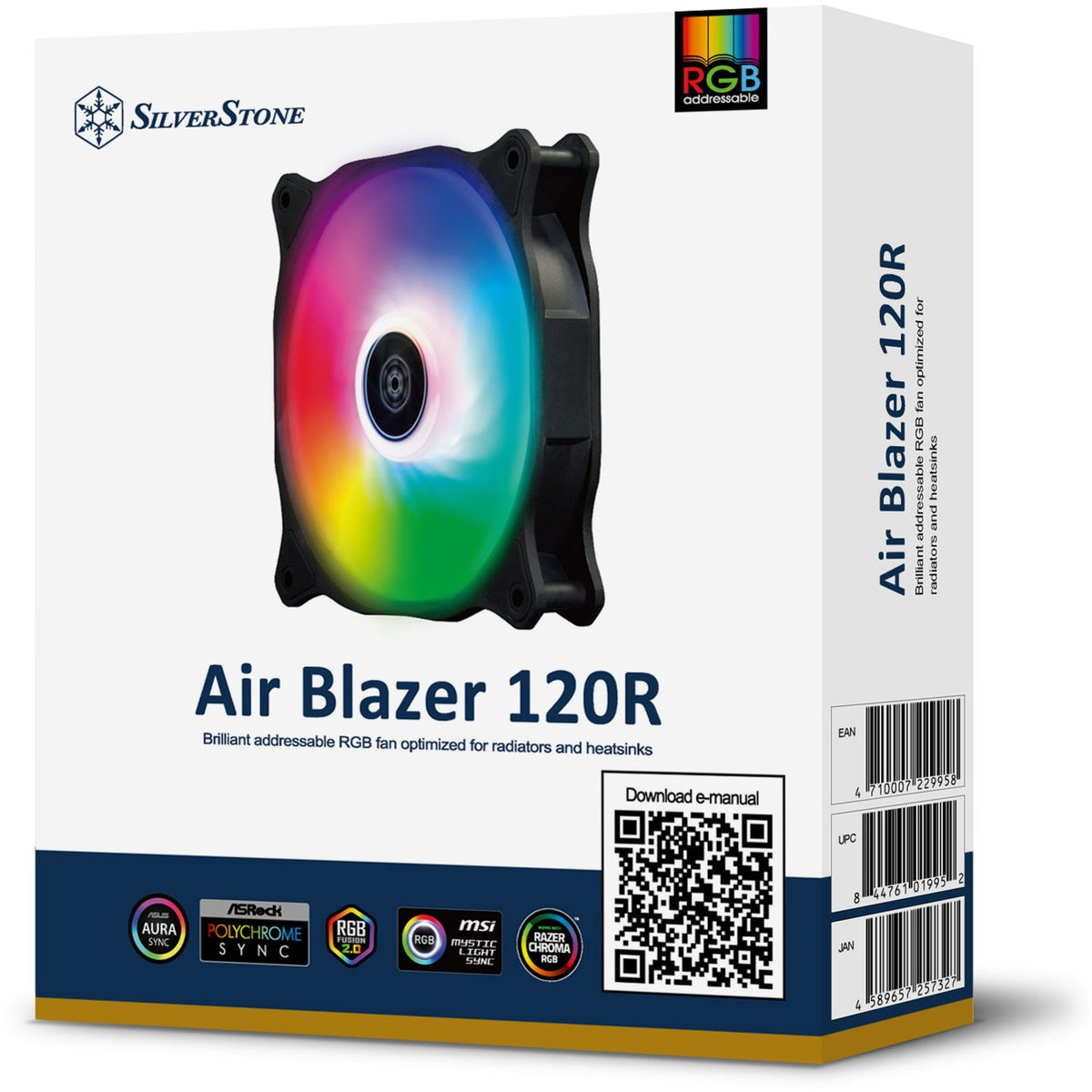 Silverstone air blazer 120r rgb ventilador de caja (negro, 120 x 25 x 120 mm, pwm)