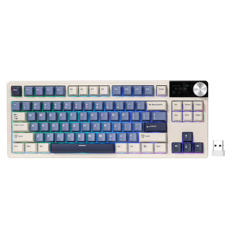 Teclado inalámbrico para juegos Royal Kludge S85 TKL (diseño de EE. UU. (QWERTY), 80 % (TKL), Horizon Blue, Cloud Switch, RGB, Hot Swap, 2,4 GHz | USB-C | Bluetooth)