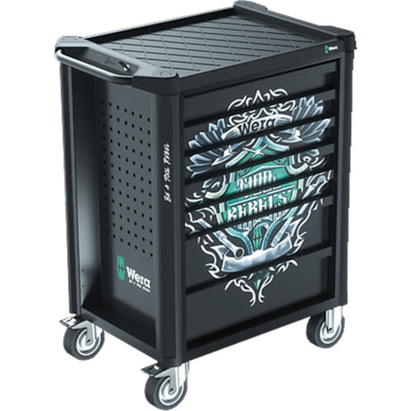 Carro de taller Wera 9700 Tool Rebel 1, carro de herramientas de 94 piezas (negro, incl. 4 insertos de gomaespuma con herramientas)