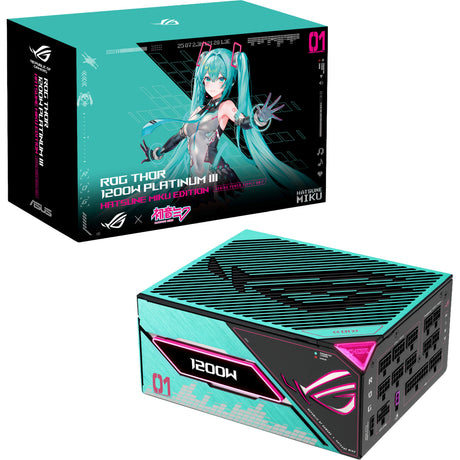 Asus rog thor platinum iii hatsune miku edition fuente de alimentación modular de 1200 vatios (negro, 1x 12v-2x6, 4x pcie)