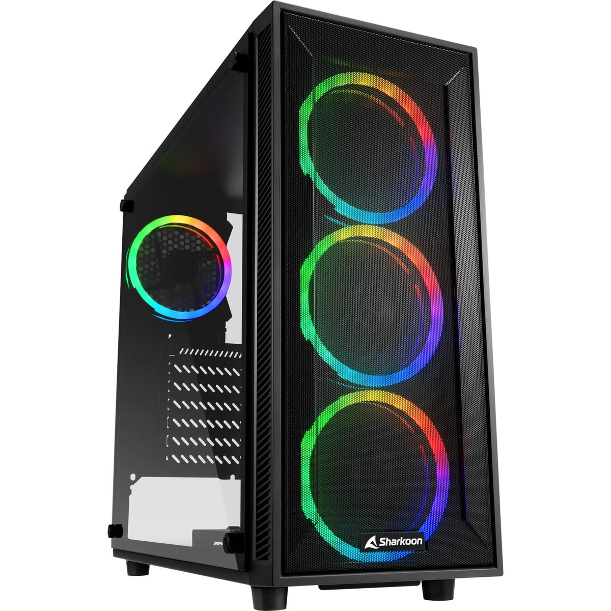 Carcasa Sharkoon TG4M RGB MIDI Tower (negro | 2x USB-A | RGB | vidrio templado)