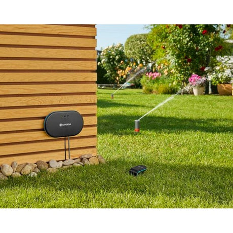 Conjunto de sensor de control de riego inteligente Gardena, ordenador de riego (gris turquesa)