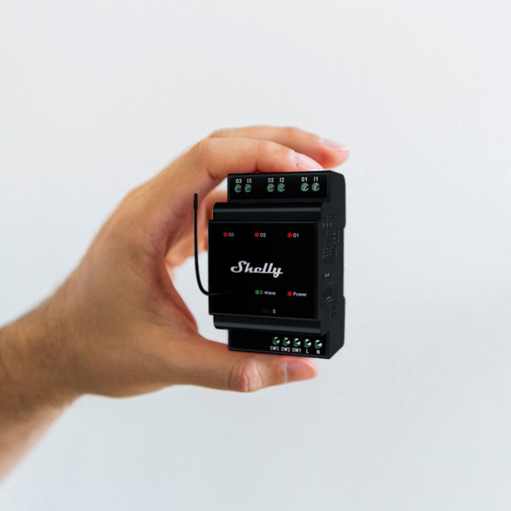 Shelly qubino wave pro 3 relé (negro, z-wave)