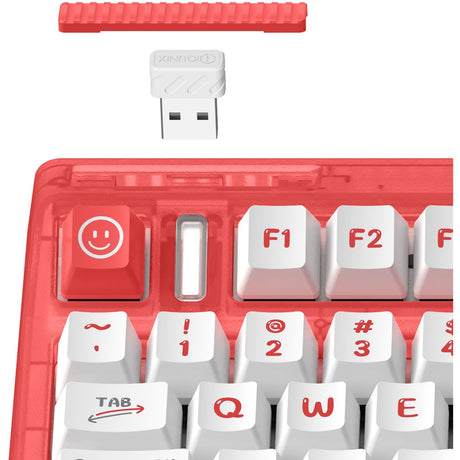 Teclado mecánico inalámbrico Iqunix og80 joy seller (rojo, diseño estadounidense (qwerty), rojo cherry mx silencioso, 80% (tkl), leds rgb, intercambiable en caliente, pbt, 2,4 ghz | bluetooth 5.1 | usb-c)