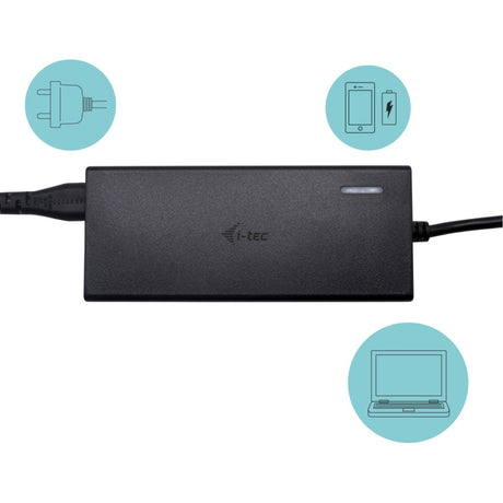 I-tec USB-C HDMI DP Docking Station con suministro de energía 65 W + cargador universal 77 W (negro)