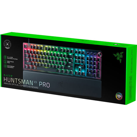 Teclado mecánico para juegos Razer Huntsman V3 Pro RGB (negro, diseño estadounidense (QWERTY), óptico analógico Gen 2, 100%, PBT de doble disparo)