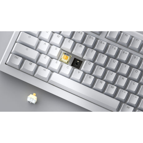 Teclado mecánico rgb inalámbrico ducky one x (blanco, diseño estadounidense (qwerty), inductivo, 100%, intercambiable en caliente, pbt, 2,4 ghz | bluetooth | usb-c)
