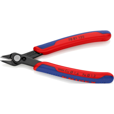 Knipex electronic super Knips 78 81 125 alicates para electrónica (rojo azul, conexión con remache de acero inoxidable, abrazadera para cables)
