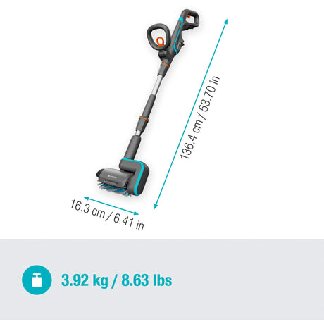 Limpiador de suelos multilimpiador a batería solo gardena aquabrush patio 18v p4a (gris turquesa, 14841-55, batería y cargador no incluidos, potencia para toda la alianza)