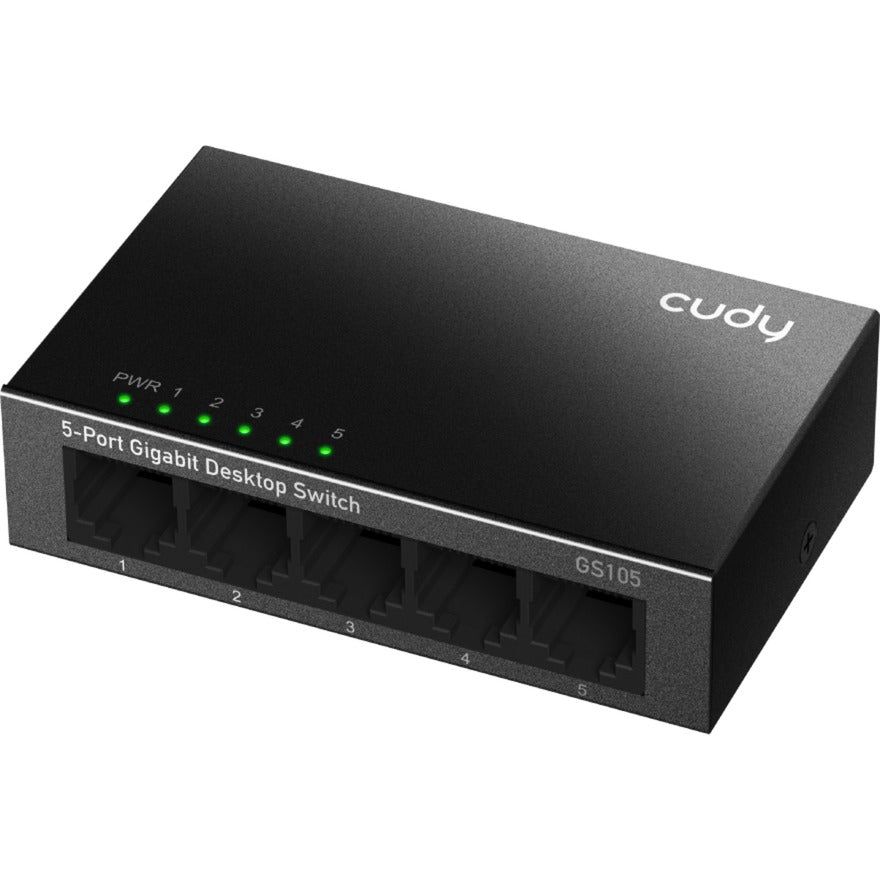 Conmutador metálico de escritorio gigabit de 5 puertos Cudy (negro)