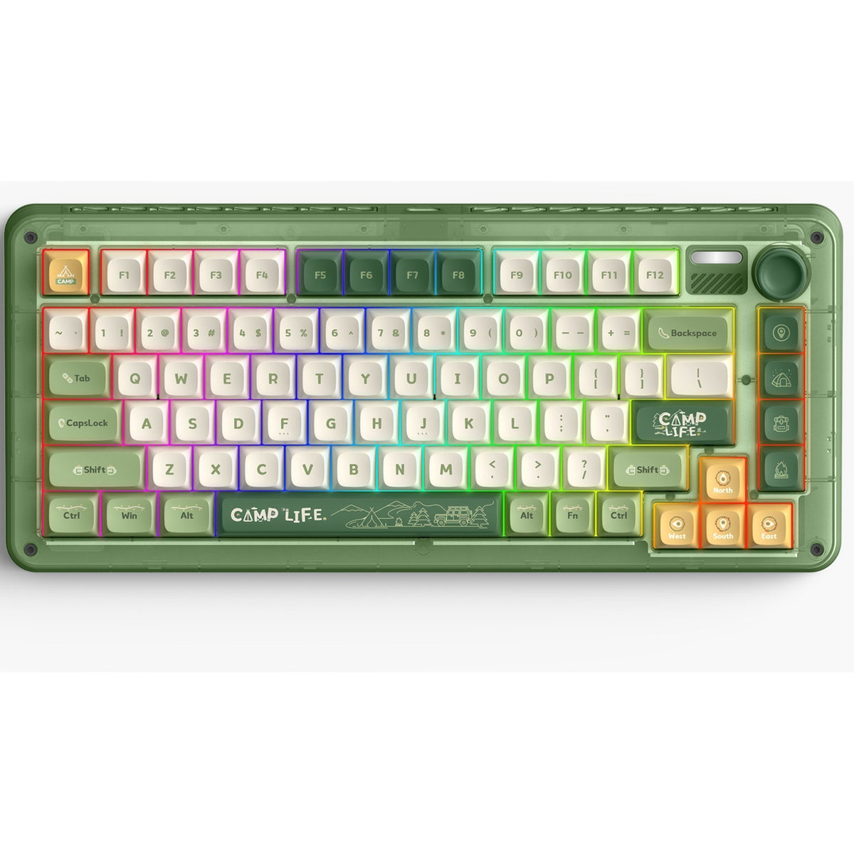 Teclado mecánico inalámbrico para acampar Iqunix zx75 (verde, diseño estadounidense (qwerty), marrón cereza mx, 75%, leds rgb, intercambiable en caliente, pbt de doble disparo, 2,4 ghz | bluetooth 5.1 | usb-c)