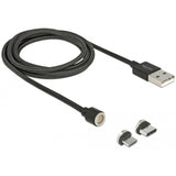 Delock Juego de cables de carga y datos USB magnéticos para micro USB USB tipo C (negro, 1,1 metros)
